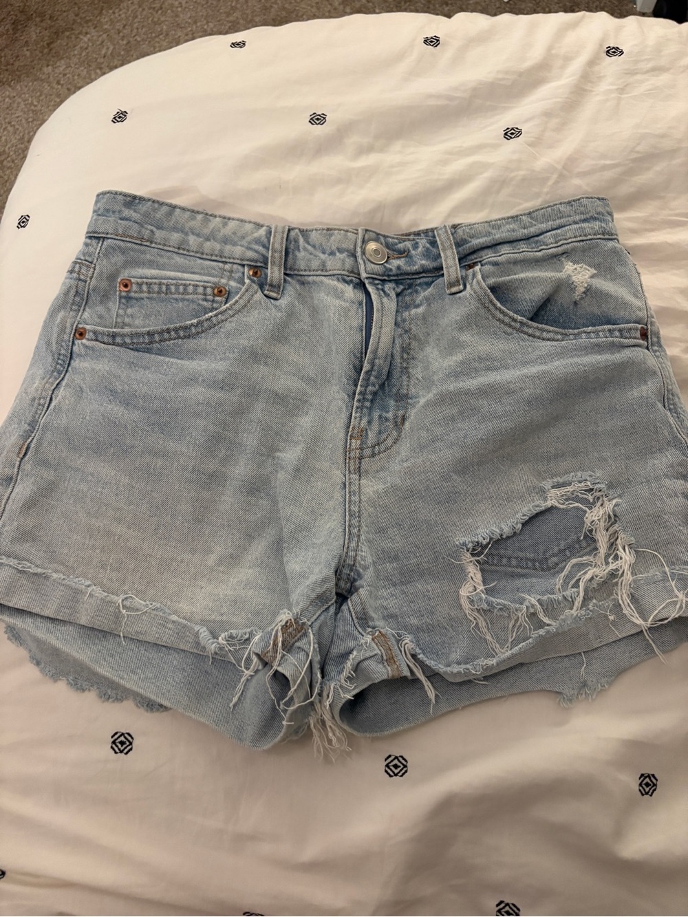 No Boundaries Light Blue Distressed Men's Jean Shorts